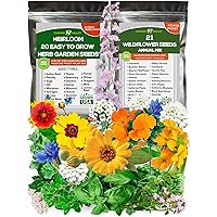 Most Popular Spice Herb and Annual Wildflower Seeds - 100% Non GMO Heirloom and USA Grown - 41 Medicinal and Culinary Seed Varieties for Indoor and Outdoor Planting - Good to Attract Pollinators