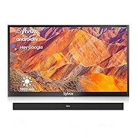 SYLVOX Outdoor TV with Soundbar, Smart Outdoor TV 55” 2000 Nits Full Sun, 4K UHD Weatherproof Outdoor TV with Voice Control Chromecast Built-in, IP55 Android TV for Outside (Pool Pro Series)