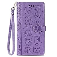 Wallet Case Compatible with Samsung A10e, Embossed Animal Footprint PU Leather Phone Case with Wrist Strap for Galaxy A10e (Purple)