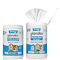 Glandex for Dogs 120ct Anal Gland Support Soft Chews and Glandex Pet Wipes 75ct Bundle - by Vetnique Labs