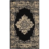 Nourison Grafix Traditional Black 3' x 5' Area -Rug, Easy -Cleaning, Non Shedding, Bed Room, Living Room, Dining Room, Kitchen (3x5)