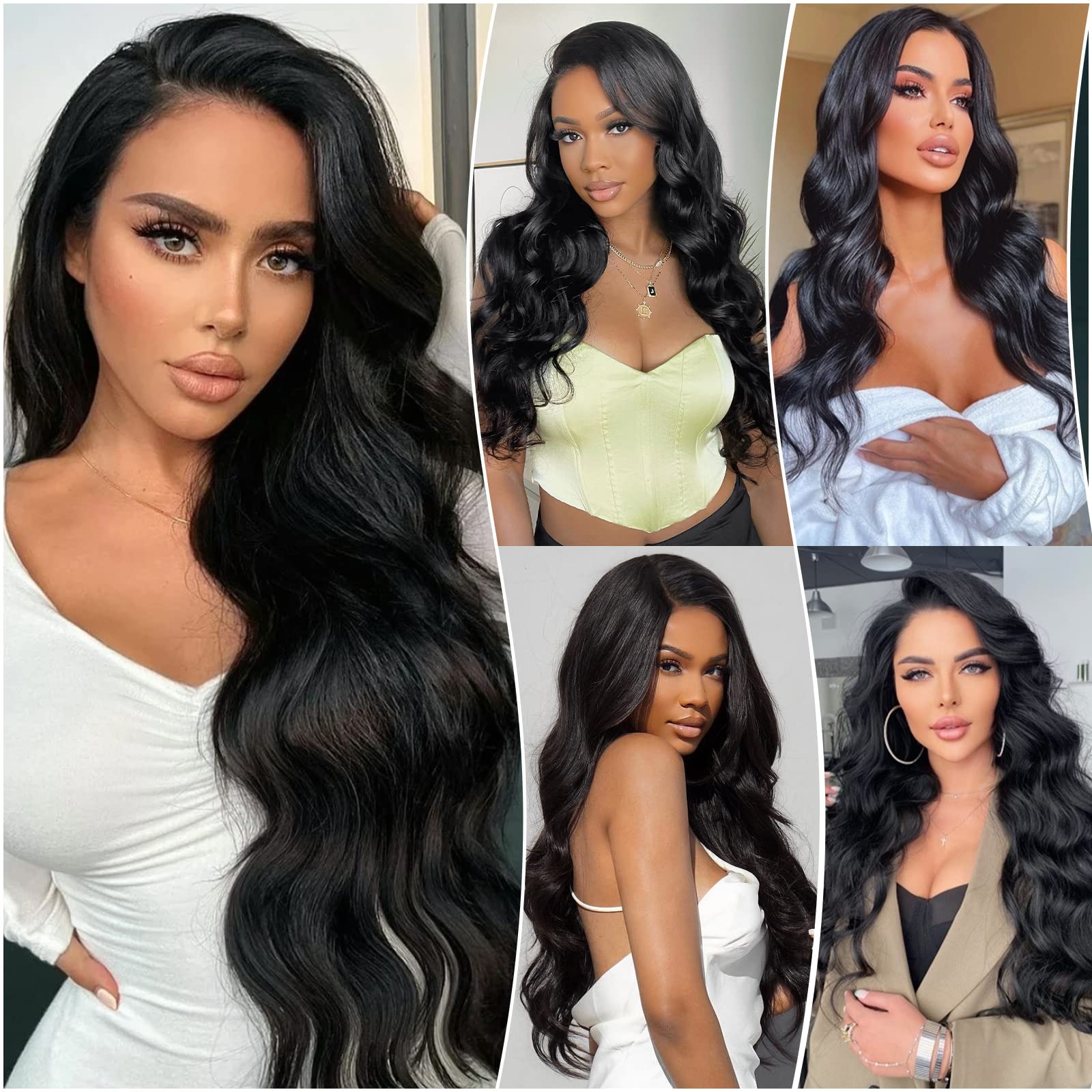 K'ryssma Black Synthetic Wigs for Black Women, Natural Looking Long Wavy Wigs Right Side Parting NONE Lace Front Black Wig Heat Resistant Fiber Wigs Hair Replacement Wig 24 inch