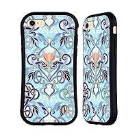 Head Case Designs Officially Licensed Micklyn Le Feuvre Indigo Blue Art Nouveau with Peach Flowers Patterns 2 Hybrid Case Compatible with Apple iPhone 7/8 / SE 2020 & 2022