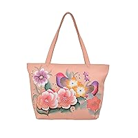Anna by Anuschka Women Hand Painted Genuine Leather Large Tote - Vintage Garden