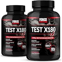 Test X180 v2, 2-Pack, Testosterone Booster for Men, Testosterone Supplement with Testofen and NO3-T Nitrates to Build Muscle, Increase Nitric Oxide, and Enhance Performance, 180 Tablets