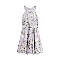 Beautees Girls' Floral Skater Party Dress with Belt