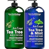 New York Biology Tea Tree Body Wash with Tea Tree Mint Body Wash for Men and Women - Helps Jock Itch & Itchy Skin, Nail Fungus, Athletes Foot, Eczema & Body Odor, Ringworms – 16 Fl Oz