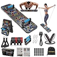 Upgraded Foldable Push up Board - Multi-Functional 54 in 1 Push Up Bar, Resistance Bands with Handles and Jumping Rope, at Home Workout Equipment for Perfect Push Up