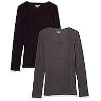 Amazon Essentials Women's Slim-Fit Scoop Neck Rib Sweater (Available in Plus Size), Pack of 2