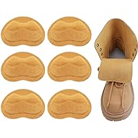 Leather Heel Pads Liner Cushions,Inserts for Loose Shoes, Improved Shoe Fit and Comfort,Prevent Heel Slip and Blister(3 Pairs, Khaki)