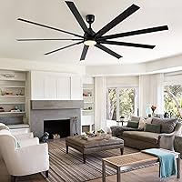 84 Inch Remote Control Ceiling Fan with Lights,Wind Speed Adjustment and Timer Function, for Bedroom, Living Room, Indoor,Outdoor,Super Large,Black