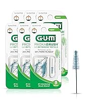 GUM Proxabrush Go-Betweens Refills - Tight - Compatible with GUM Permanent Handle -Reusable Interdental Brushes for Tight Teeth - Soft Bristled Dental Picks, 8ct(6pk)