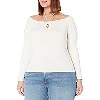 The Drop Women's Leni Cropped Sweetheart Neckline Cutout Sweater Top