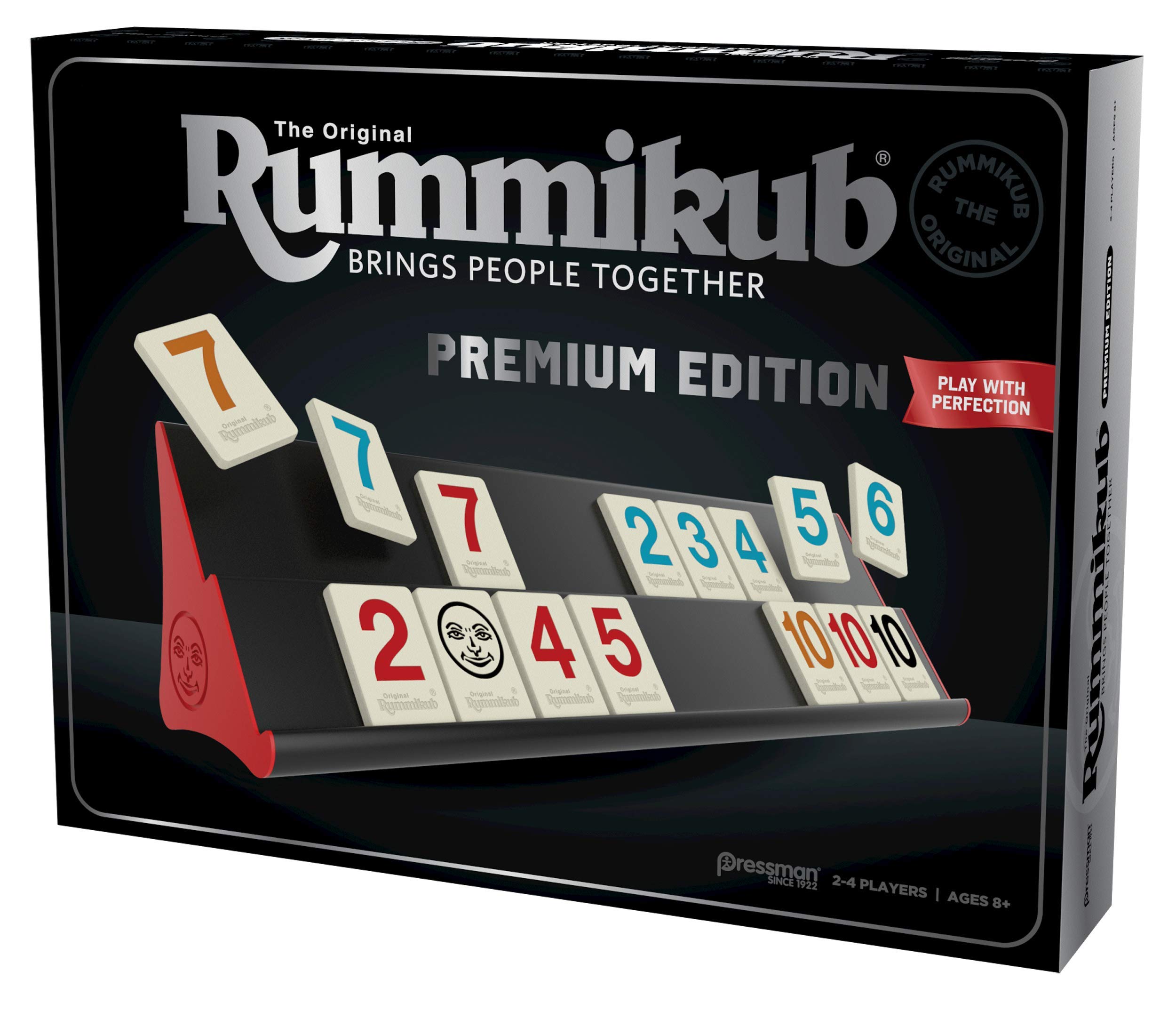 Rummikub Premium Edition by Pressman - Features Racks - Large Number Engraved Tiles and a Storage Bag for The Ultimate Rummikub Experience by Pressman , Silver