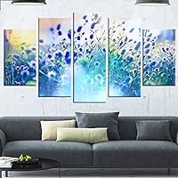 Blue Summer Flowers on Meadow-Floral Glossy Metal Wall Art, 32'' H x 60'' W x 1'' D 5PD