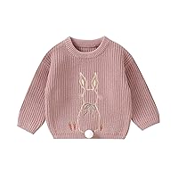 Toddler Baby Girl Easter Sweater Bunny Long Sleeve Round Neck Knit Sweater Cute Winter Pullover Sweatshirt