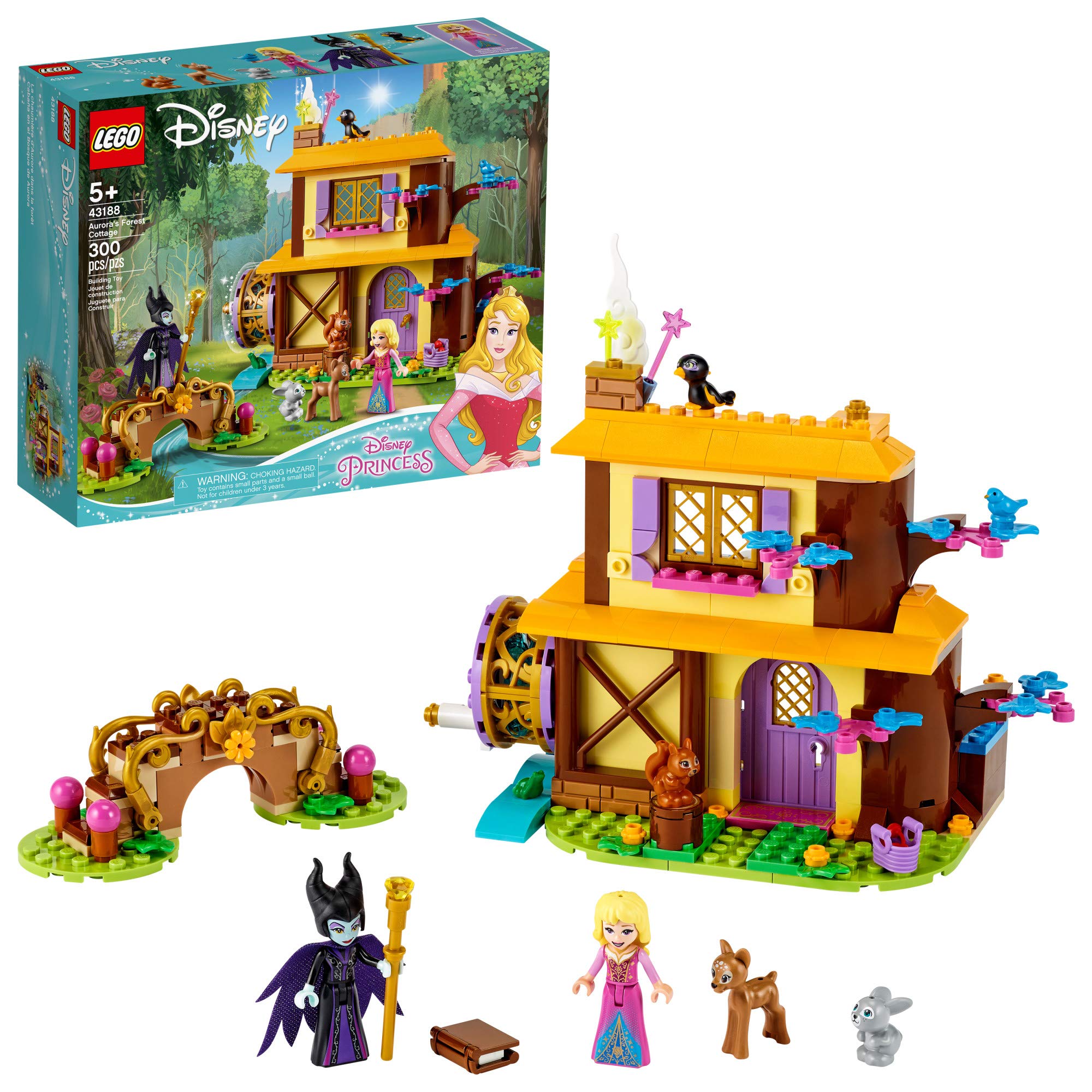 LEGO Disney Aurora’s Forest Cottage 43188, Sleeping Beauty Building Kit for Kids; A Fun Holiday Present or Birthday Gift for Disney Princess Fans (300 Pieces)