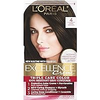 Excellence Creme Permanent Hair Color, 4 Dark Brown, 100 percent Gray Coverage Hair Dye, Pack of 1