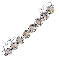Citrine Gemstone 925 Solid Sterling Silver Bracelet Attractive Designer Jewelry Gift For Her