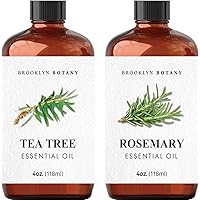 Tea Tree Essential Oil & Rosemary Essential Oil Set – 100% Pure & Natural – 4 Fl Oz Therapeutic Grade Essential Oil with Glass Dropper - Essential Oil for Aromatherapy and Diffuser