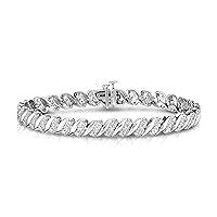 NATALIA DRAKE 1/4 Cttw Wave Link Diamond Tennis Bracelet for Women in 925 Sterling Silver Color I-J/Clarity I2-I3