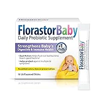 Florastor Baby Daily Probiotic Supplement, Powder Mixes with Milk, Formula or Soft Foods, Saccharomyces Boulardii CNCM I-745 (18 Powder Sticks)