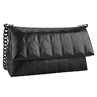 Linkidea Geometric Crossbody Bags for Women, Vegan Leather Shoulder Purses, Black Clutch Handbags with Detachable Chain Strap