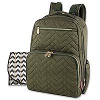 Fisher-Price Signature Morgan Backpack Diaper Bag with Changing Pad, Stroller Clips, Laptop Compartment