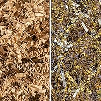 MagicWater Supply - Kraft & Gold Metallic (1 LB per color) - Crinkle Cut Paper Shred Filler great for Gift Wrapping, Basket Filling, Birthdays, Weddings, Anniversaries, Valentines Day