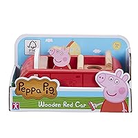 Peppa Pig Wooden Red Car, Push Along Vehicle, Imaginative Play, Preschool Toys, fsc Certified, Sustainable Toys, Gift for 2-5 Years Old