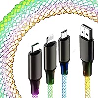 ACEDOAMARE LED Flowing Charging Cable Fast Charging Phone Charger USB C L Cable Charging Transfer Data Laptop/Tablet/Mobile Phone/Car PD Compatible (3 in 1, 3 in 1)