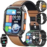 Men's Smartwatch with Phone Function, 2.01 Inch Touchscreen 5ATM Waterproof Sports Watch Activity Tracker with Blood Pressure Measurement SpO2 123 Sports Modes Military Watch Compatible with iOS