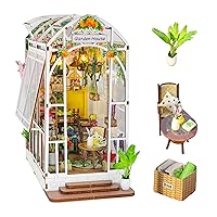 DIY Book Nook Kit, Miniature Dollhouse Kit, Decorative Bookend, 3D Wooden Puzzle for Adults, Garden House Style