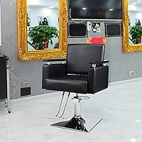 Voohek Reclining Salon Barber Chair with Heavy Duty Pump, Ergonomic Design, for Hair Stylist Barbershop Home Tattoo Client Spa Massage, Black #E