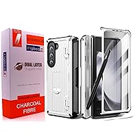 Armor Luxury Case for Samsung Galaxy Z Fold 5, Shock-Proof, Dual-Layer, Inside S Pen Sleeve Holder, Built-in Screen Protector, Rugged, Heavy-Duty, Kickstand (White)