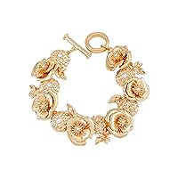 GUESS Goldtone Popping Flower Statement Toggle Bracelet