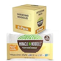 Miracle Noodle Fettuccine Shirataki Noodles - Plant Based Konjac Noodles Fettucine, Keto Fettuccine, Vegan, Gluten-Free, Low Carb Pasta, Low Calorie Pasta, Non-GMO, Soy Free, Paleo - 7 Oz, 6-Pack