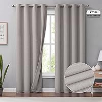 Melodieux 100% Blackout Curtains for Bedroom, Thermal Insulated Noise Reducing Linen Grommet Window Drapes for Living Room and Nursery, Natural Beige, 50 x 84 Inch Length, 2 Panels