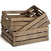 Barnyard Designs Set of 3 Wooden Crates - Large Rustic Wood Nesting Crates for Decoration, Display or Storage Boxes, Brown