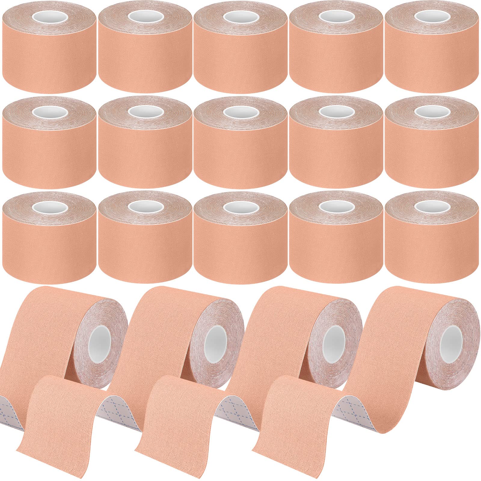 20 Rolls Kinesiology Recovery Tape 2 Inch x 16 ft Cotton Elastic Athletic Tape Breathable Muscle Pain Relief Tape Kinesiology Waterproof Tapes for Gym Fitness Running Tennis Swimming (Beige)