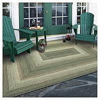 Homespice - Cedar Ridge Braided Rustic Rug, Perfect as a Farmhouse Living Room Rug and Large Rug for Entryway - Built to Resist Mud, Rain, and Snow - Easy to Clean Olive Green Rug 4x6' Feet