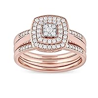 CERTIFIED 10k Gold 3/8Ct TDW Round Diamond Cluster Halo Ring for Women Girls A Love Gift (I-J,I2)