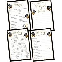 Birthday Party Games - Set of 4 Games for 30 Guests - Double Sided Cards - Birthday Party Supplies for Adults