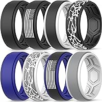 ThunderFit Silicone Wedding Rings for Men, Breathable Airflow Pattern - 9mm wide - 2mm Thick
