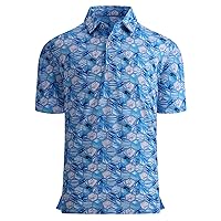 Alex Vando Mens Golf Shirt Moisture Wicking Quick-Dry Print Performance Polo Shirts for Men
