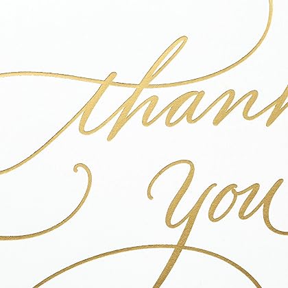 Hallmark Wedding, Baby Shower, Bridal Shower Thank You Cards (Gold Foil Script, 100 Thank You Notes and Envelopes)