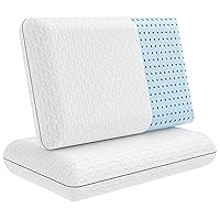 Gel Memory Foam Pillow 2 Pack - Standard Size - Ventilated, Bed Pillows with Viscose Made from Bamboo Pillow Cover,Cooling, Contoured Support