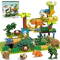 Dinosaur Marble Run Building Blocks/Compatible with LEGO DUPLO/Dino Eggs Fun Marble Maze Blocks/125 PCS Classic Brick Building Toy Set for Preschool Kids/Gift Toy for Boys/Girls Age 3 4 5 6 7 8+