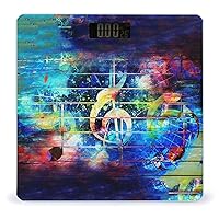 Colorful Collage with Music Notes Fashion Slim Digital Bathroom Scale for Body Weight with Easy Read LCD Home Gym
