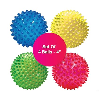 Edushape The Original Sensory Balls for Baby - 4” Transparent Color Baby Balls That Help Enhance Gross Motor Skills for Kids Aged 6 Months and Up - Pack of 4 Vibrant and Unique Toddler Ball for Baby
